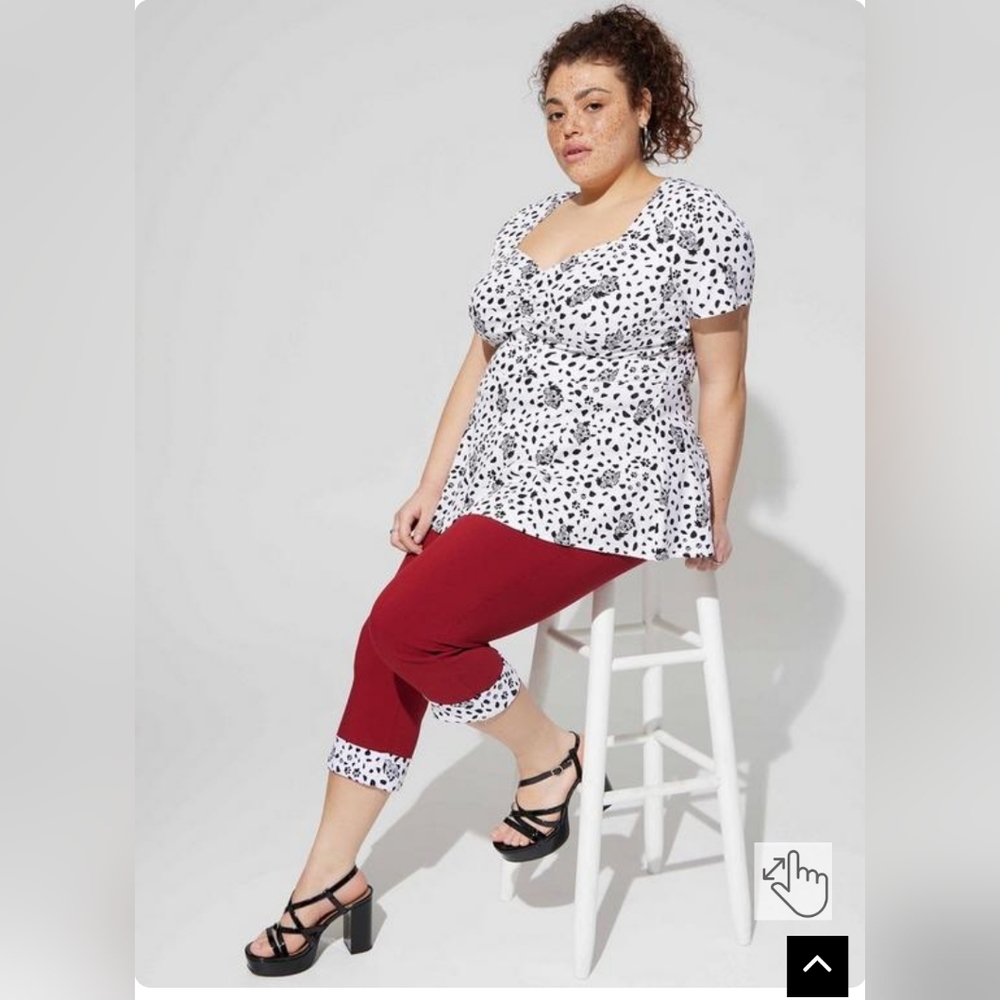 Disney Villains Cruella Peplum Stretch Challis Blouse - Picture 4 of 8